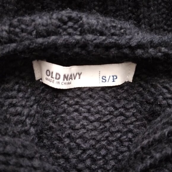 Old Navy | Wool Blend Button Side Poncho Sweater Black | Size SP - Picture 6 of 8